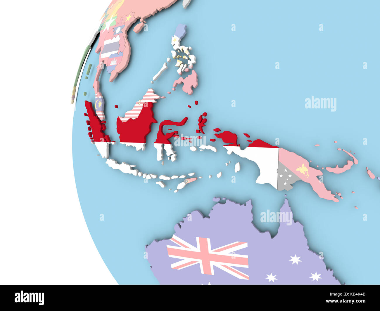 Indonesia on political globe with flag. 3D illustration. Stock Photo