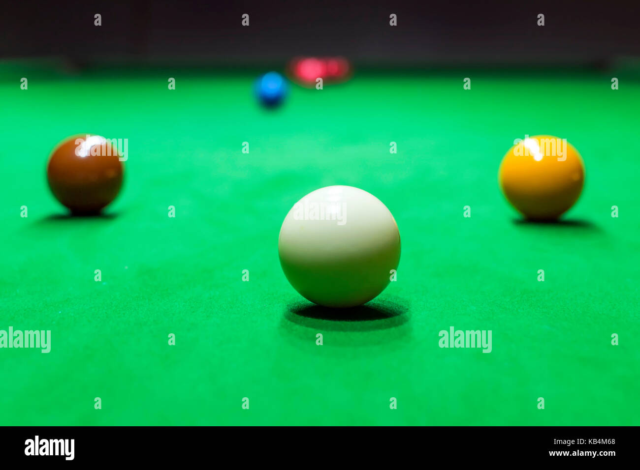 Snooker table and snooker ball Stock Photo
