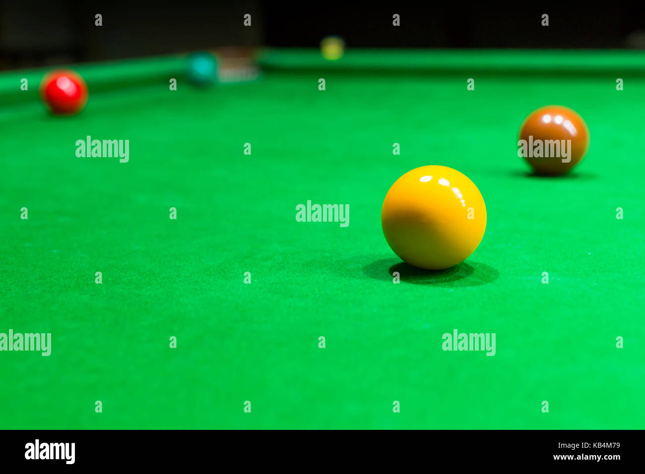 Snooker table and snooker ball Stock Photo