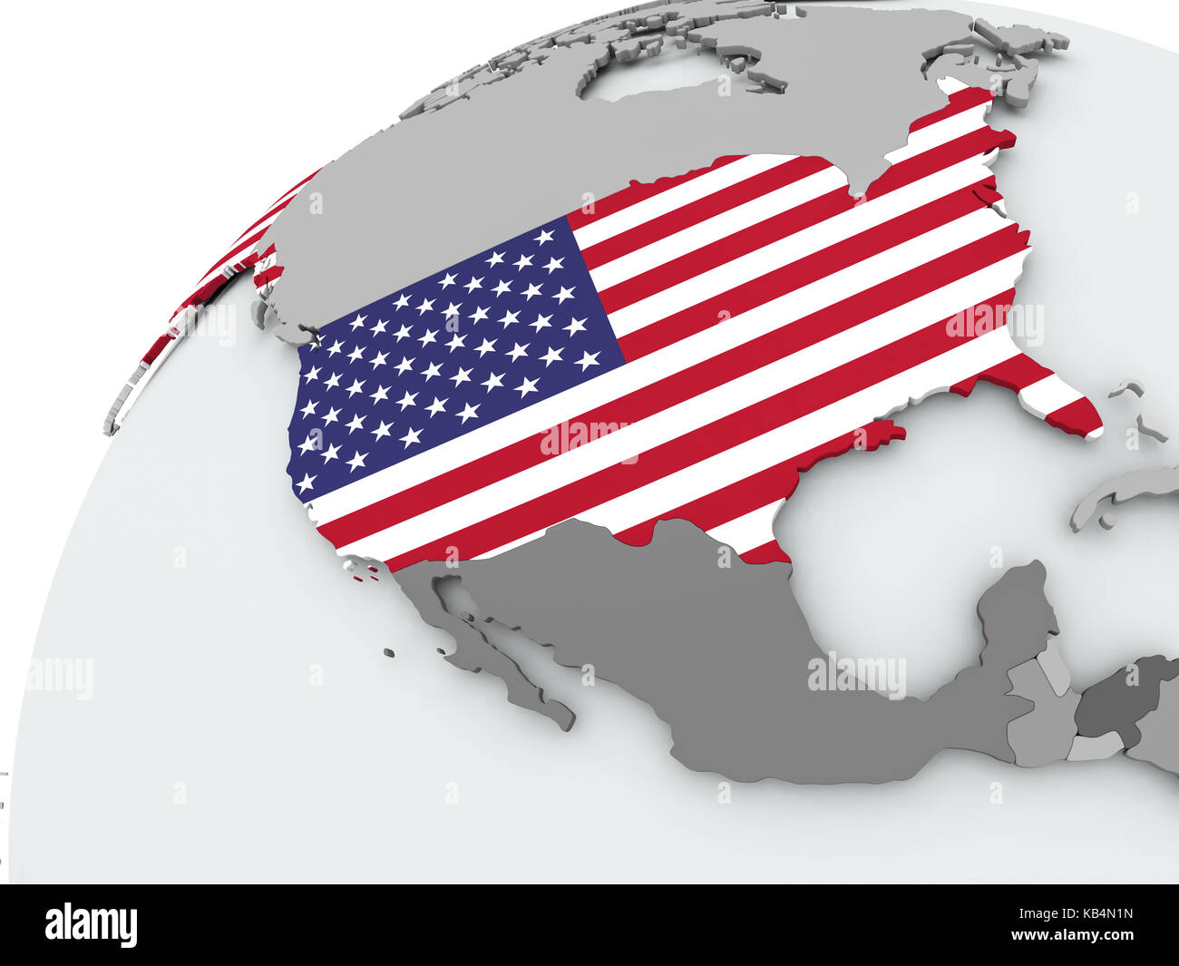 USA with embedded flag on globe. 3D illustration Stock Photo - Alamy