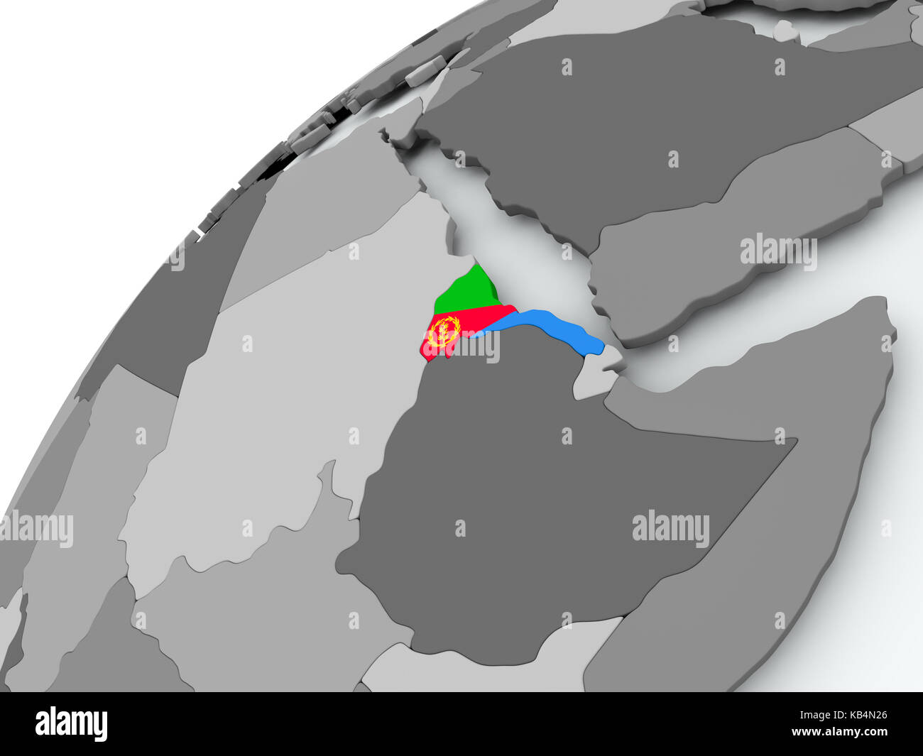 Eritrea with embedded flag on globe. 3D illustration Stock Photo - Alamy