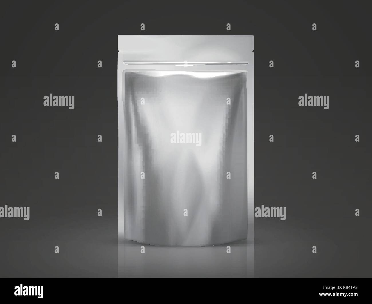 Blank doy pack mockup, silver package for design uses in 3d illustration Stock Vector
