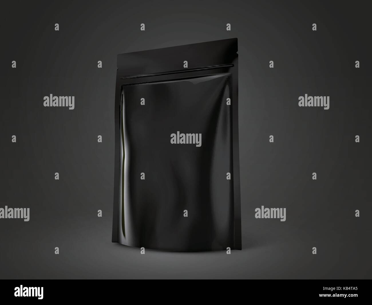 Blank doy pack mockup, black package for design uses in 3d illustration Stock Vector
