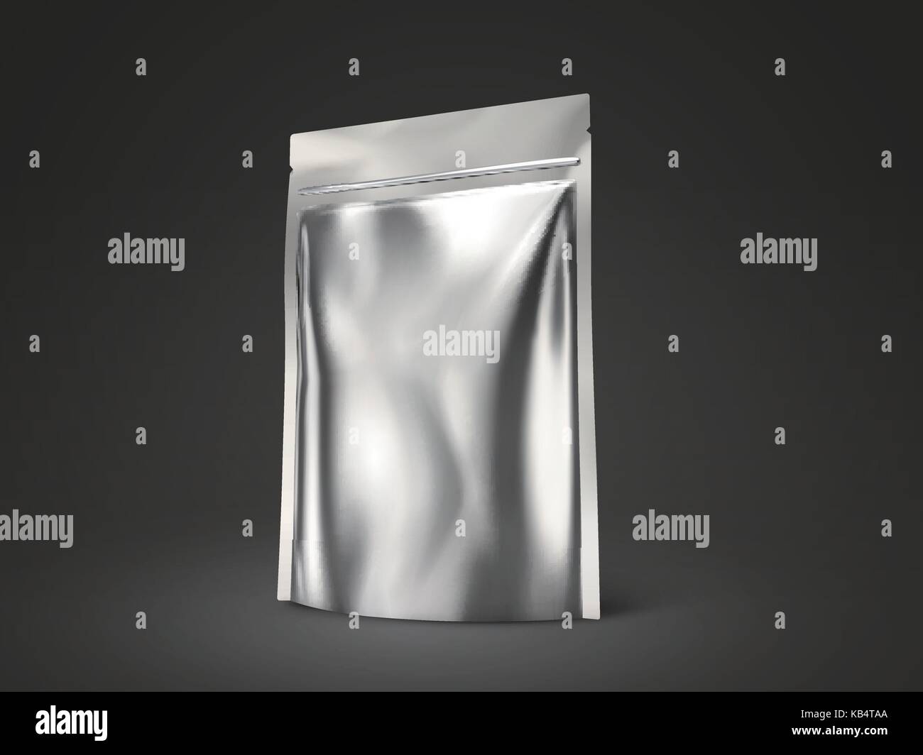 Blank doy pack mockup, silver package for design uses in 3d illustration Stock Vector