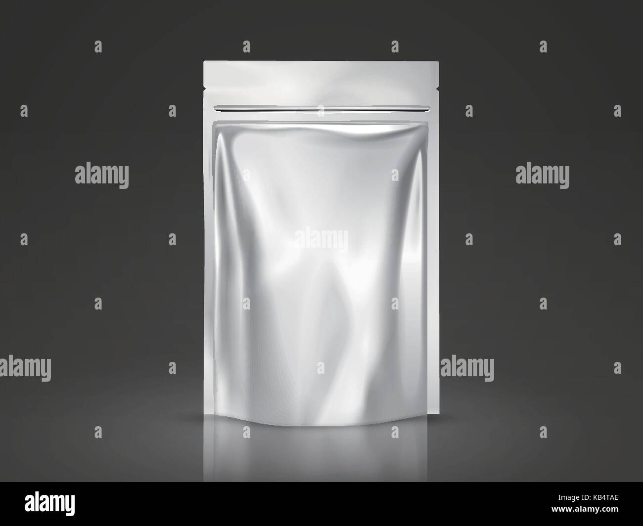 Blank doy pack mockup, silver package for design uses in 3d illustration Stock Vector