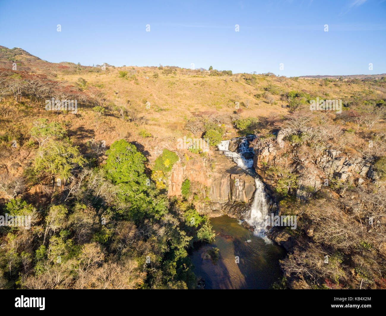 An aerial view of Nyangombe waterfall, Zimbabwe Stock Photo