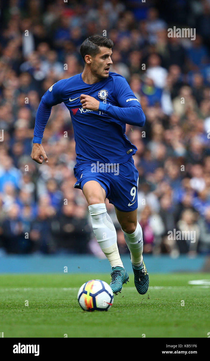 Álvaro Morata of Chelsea during the Premier League match between Chelsea and Arsenal at Stamford Bridge in London. 17 Sep 2017 Stock Photo