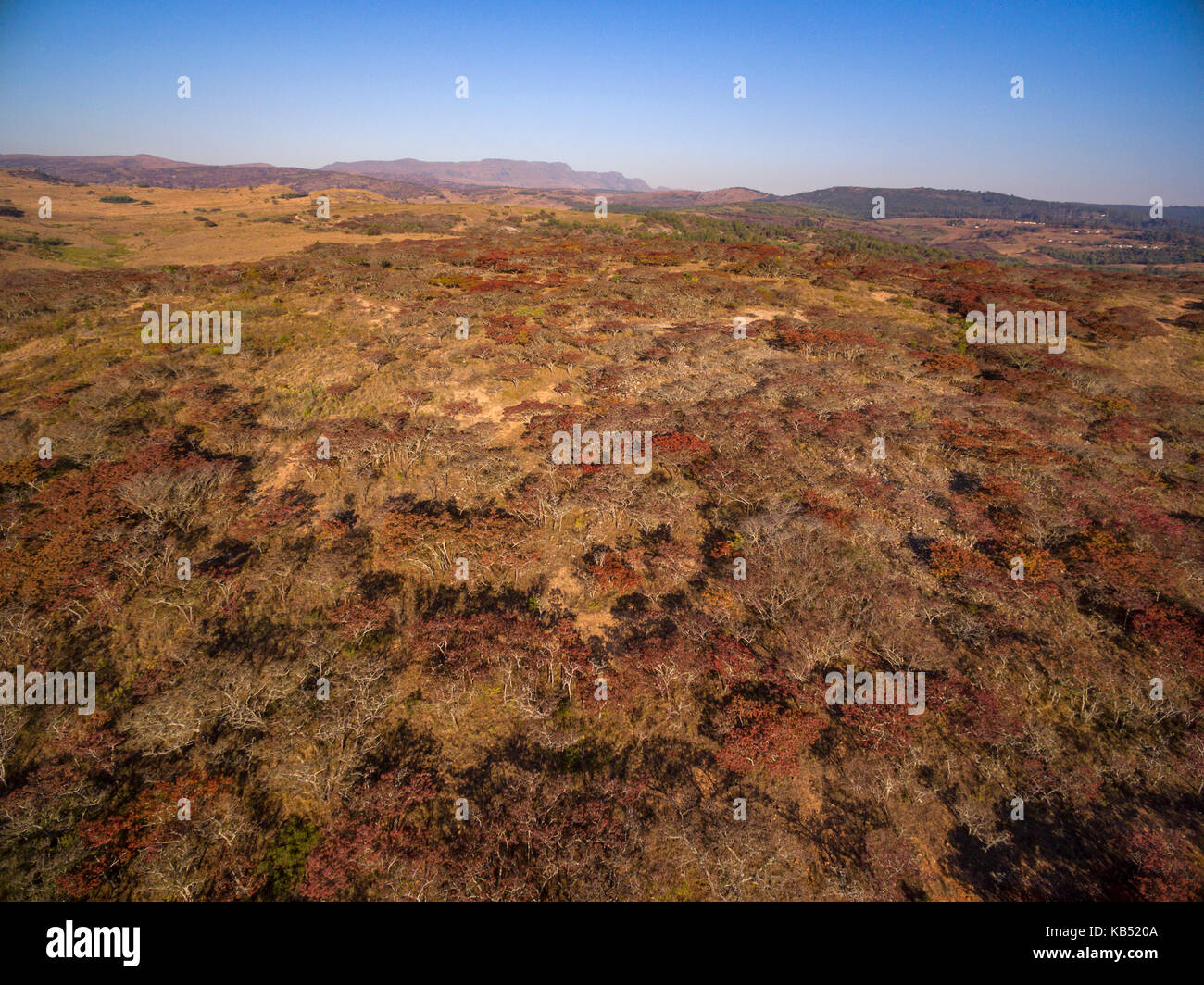 An aerial view of Zimbabwe's Nyanga National Park Stock Photo