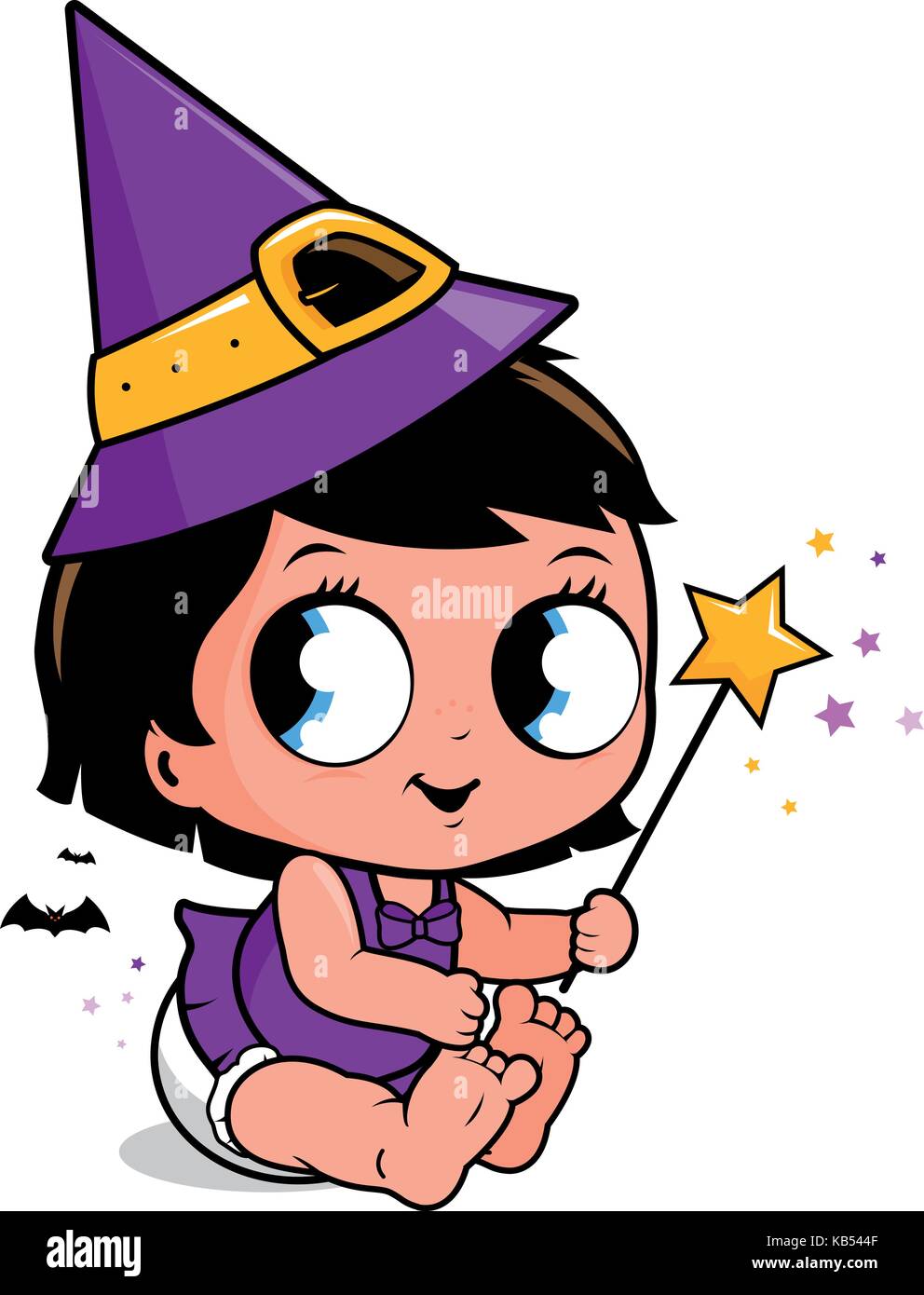 Cute Baby Girl In Halloween Witch Costume Stock Vector Image Art Alamy