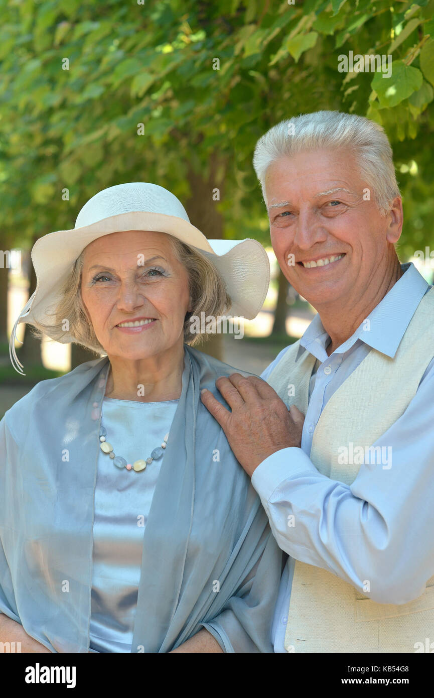 caucasian senior couple in the park Stock Photo - Alamy