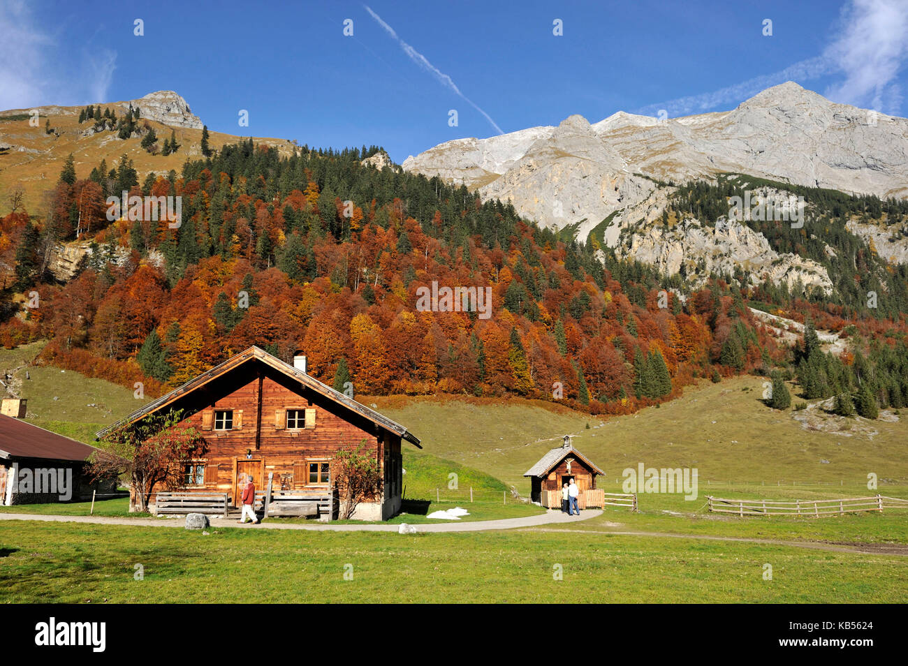 Austria, Tyrol, Karwendel, Grosser Ahornboden, Eng Alm Stock Photo