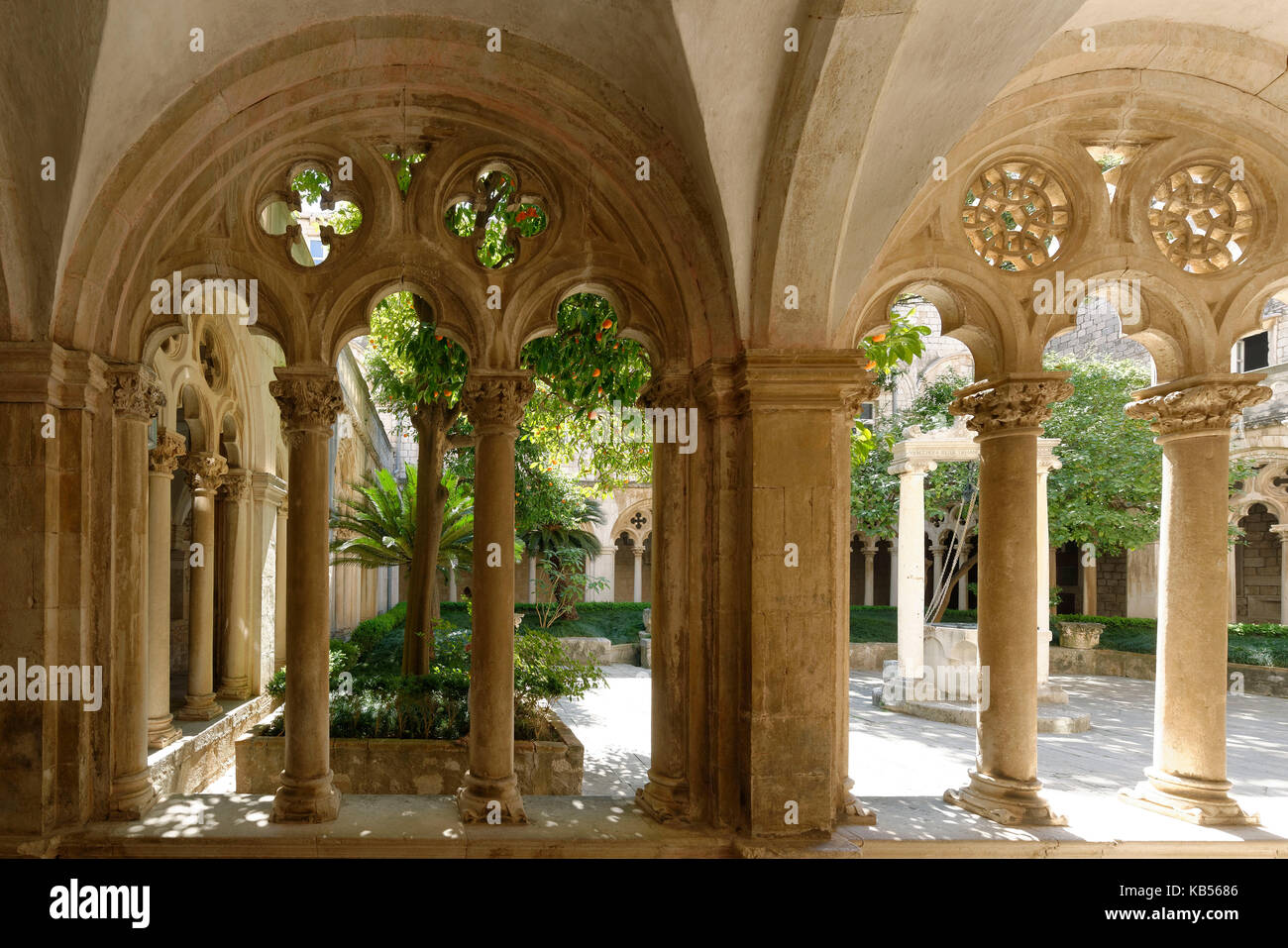 Croatia, Dalmatia, Dalmatian coast, Dubrovnik historical centre, listed as World Heritage by UNESCO, cloister of the Dominican Monastery Stock Photo