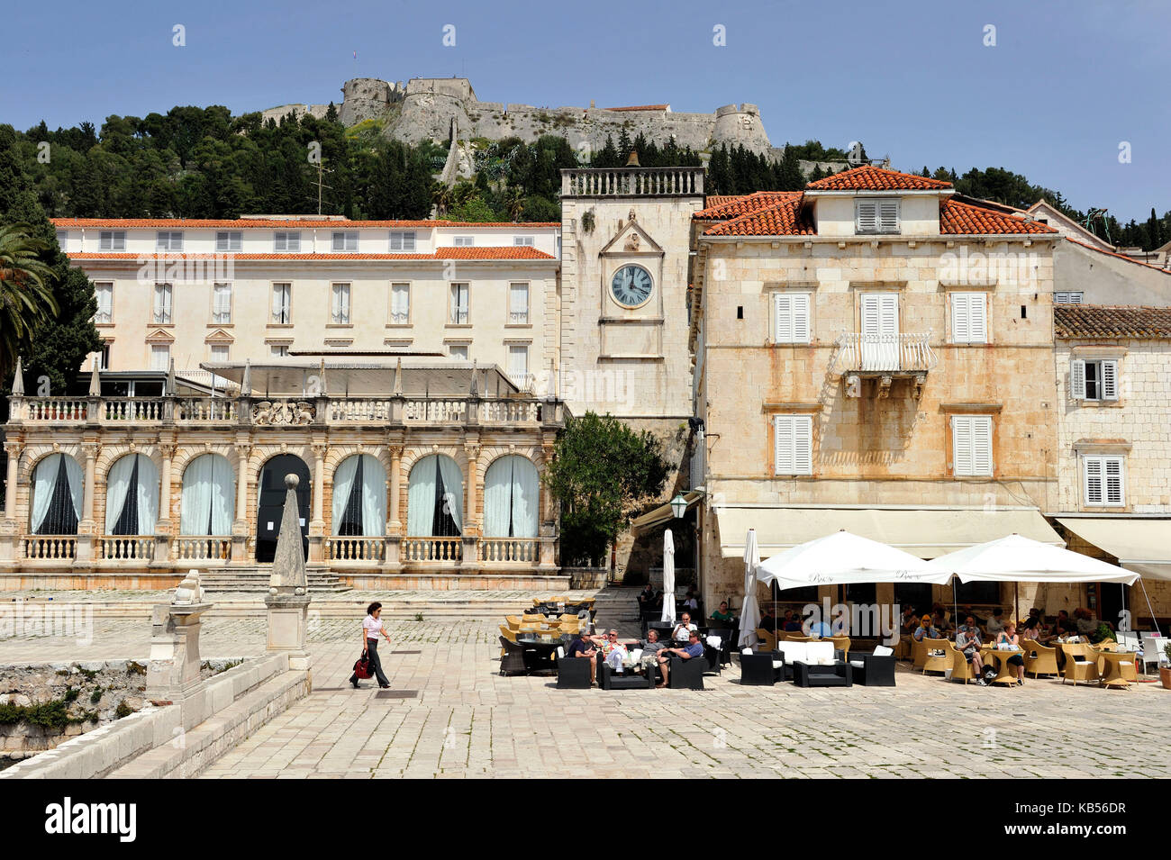 Croatia, Dalmatia, Dalmatian coast, Hvar island, Hvar city, the Palace hotel Stock Photo