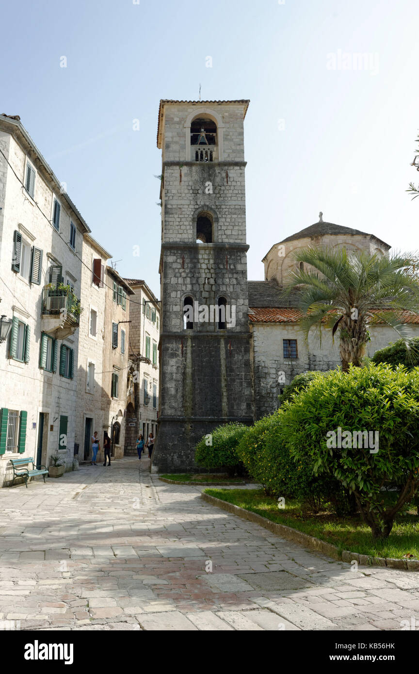 Montenegro, Adriatic coast, Kotor bay, old city of Kotor listed as World Heritage by UNESCO, St Mary of the river church Stock Photo