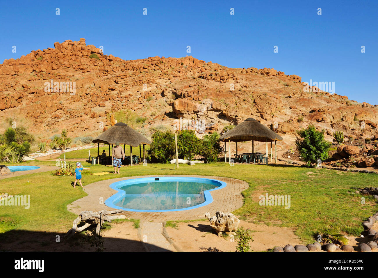 Namibia, Erongo, Damaraland, Brandberg and Ugab river valley, Brandberg White Lady Lodge Stock Photo