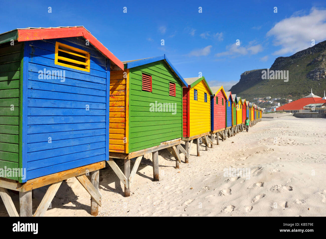 South Africa, Western Cape, Cape Peninsula, Muizenberg, the beach, beach cabins Stock Photo