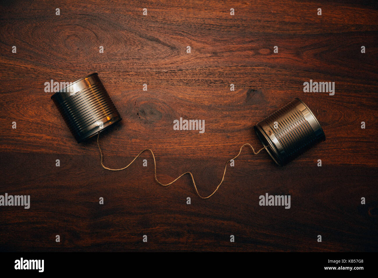 tin can telephone Stock Photo Alamy