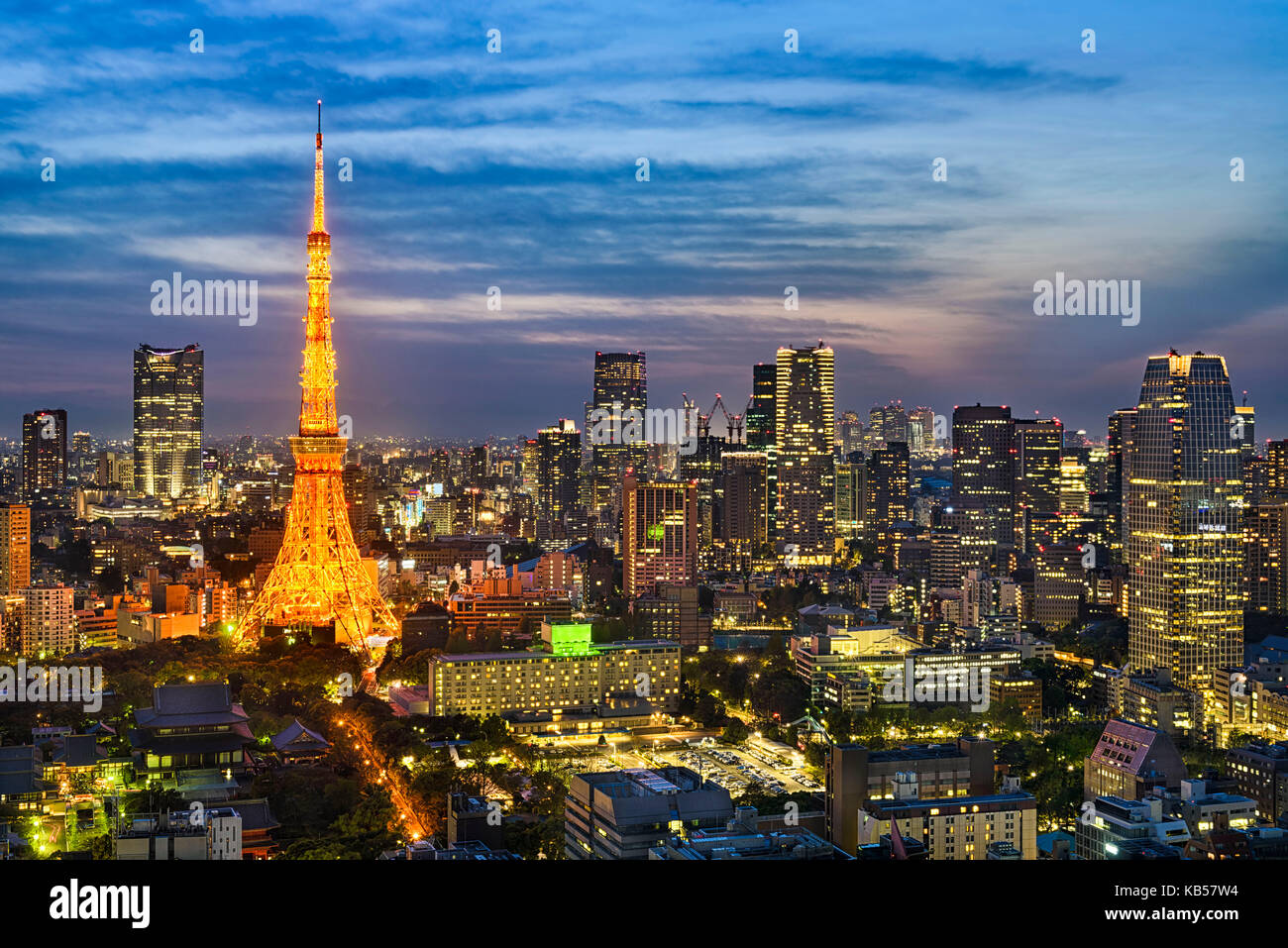 Night skyline of Tokyo, Japan Stock Photo