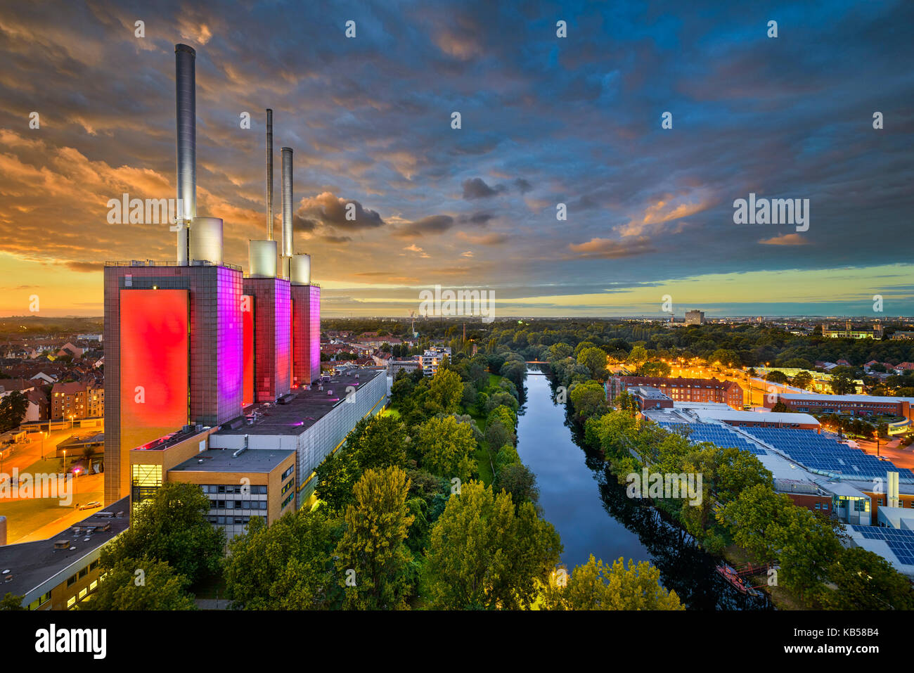 Aerial view of the linden power station in hannover hires stock