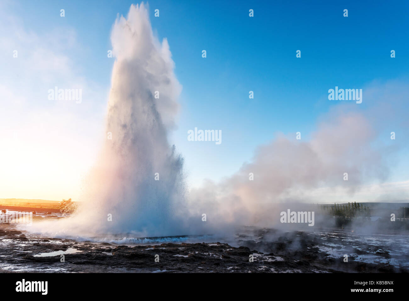 Erupting of Geysir geyser Stock Photo