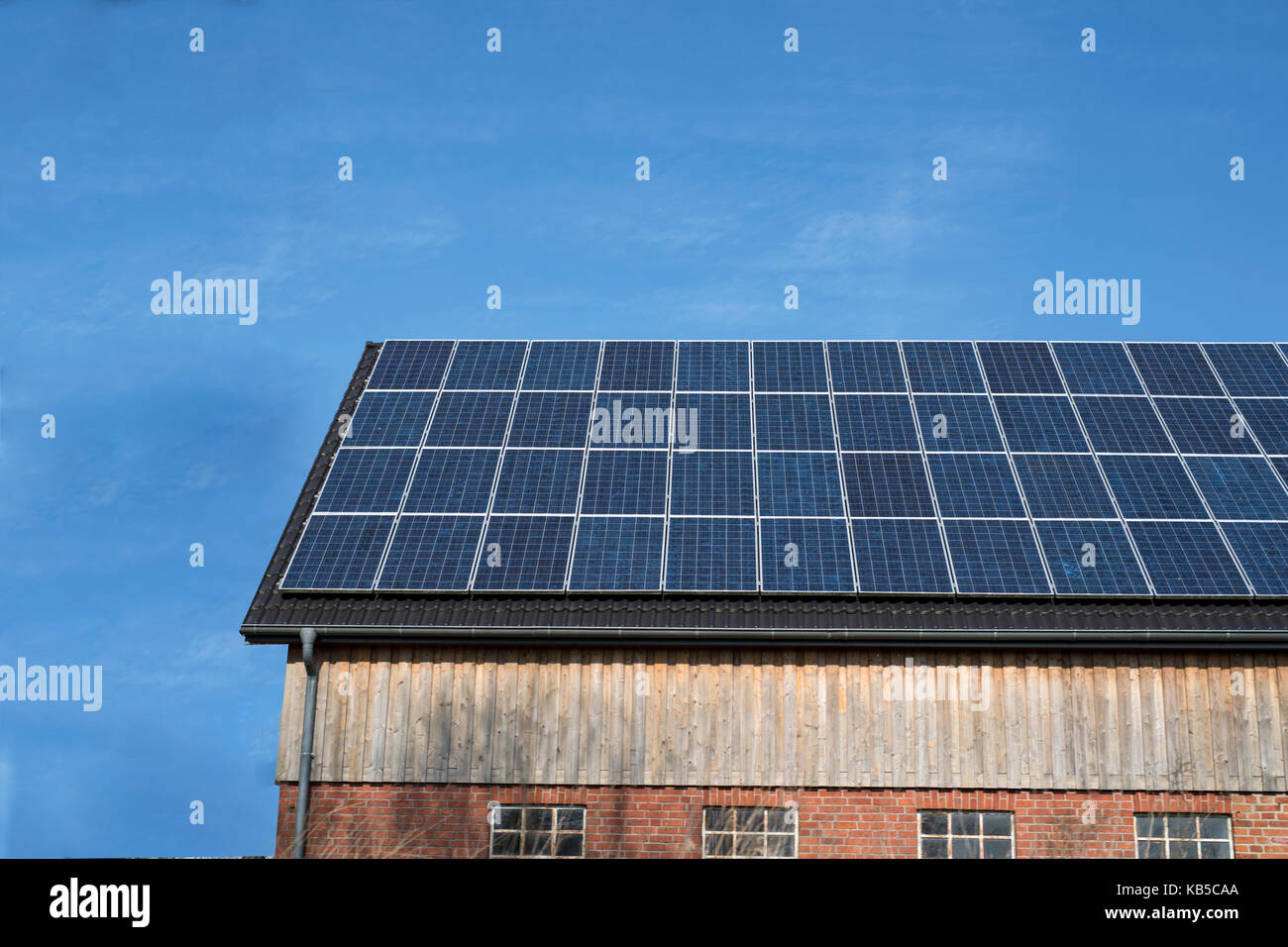 solar panels on a barn Stock Photo