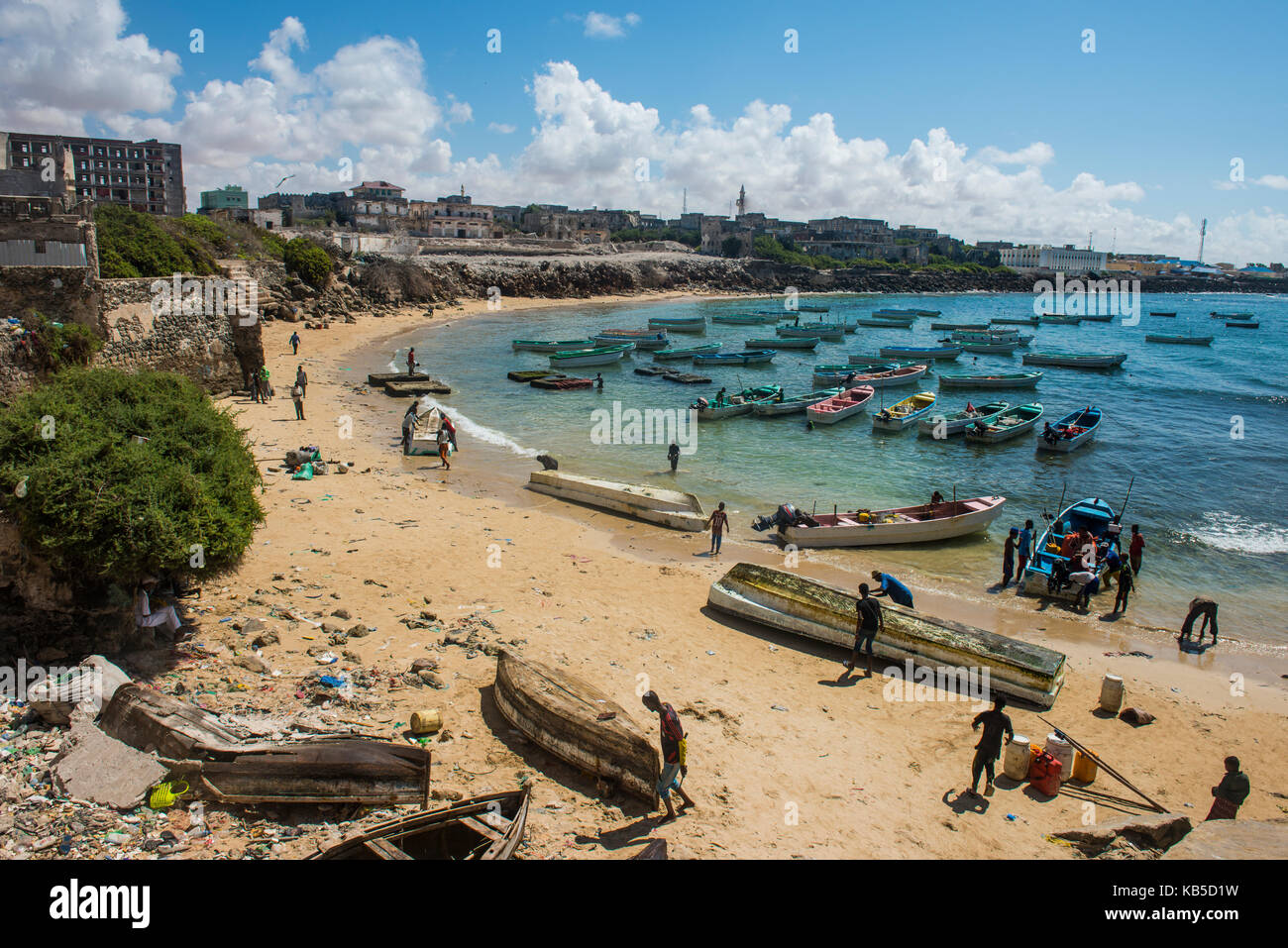 View over the old Italian harbour of Mogadishu, Somalia, Africa Stock Photo