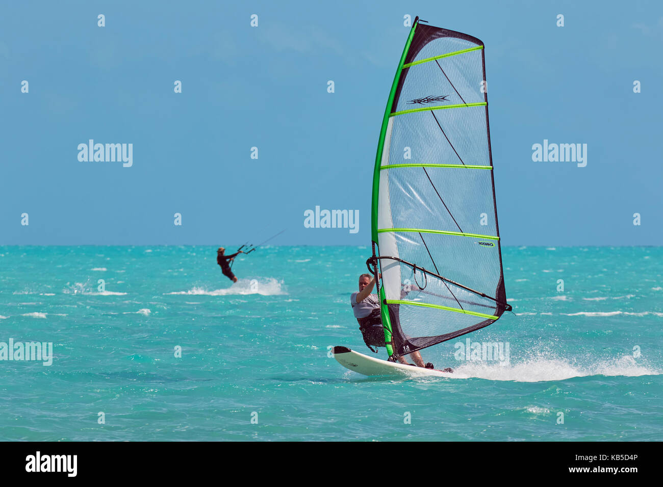 Windsurfing at Long Bay Beach, on the south coast of Providenciales