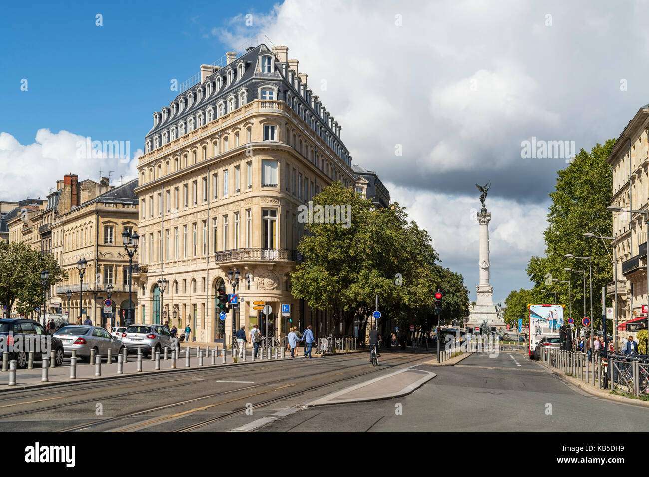 View from Place de la Comedie to Monument aux Girondins, , Bordeaux, France Stock Photo