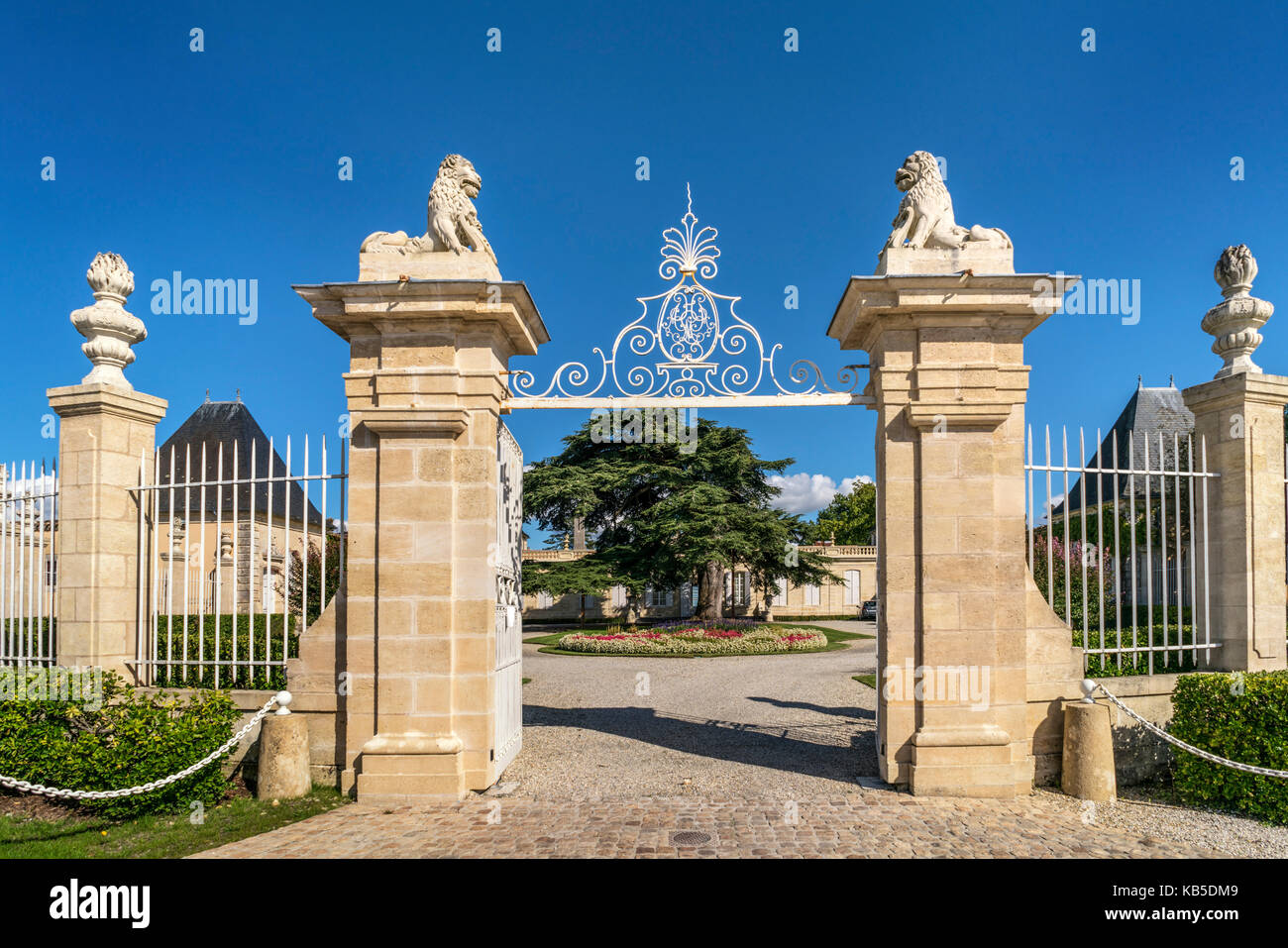 Chateau Beychevelle, vineyards in Medoc, Bordeaux, Gironde, Aquitaine, France, Europe, Stock Photo