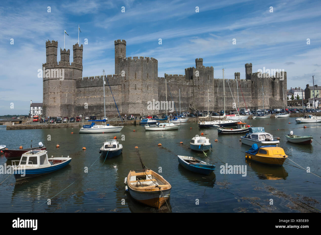Caernarfon Castle, Medieval Fortress, UNESCO World Heritage Site, Gwynedd, Wales, United Kingdom, Europe Stock Photo
