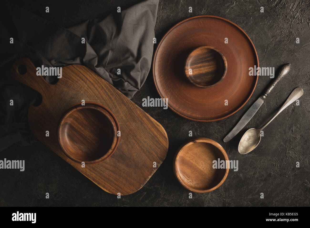 Wooden dining table from above hi-res stock photography and images - Alamy