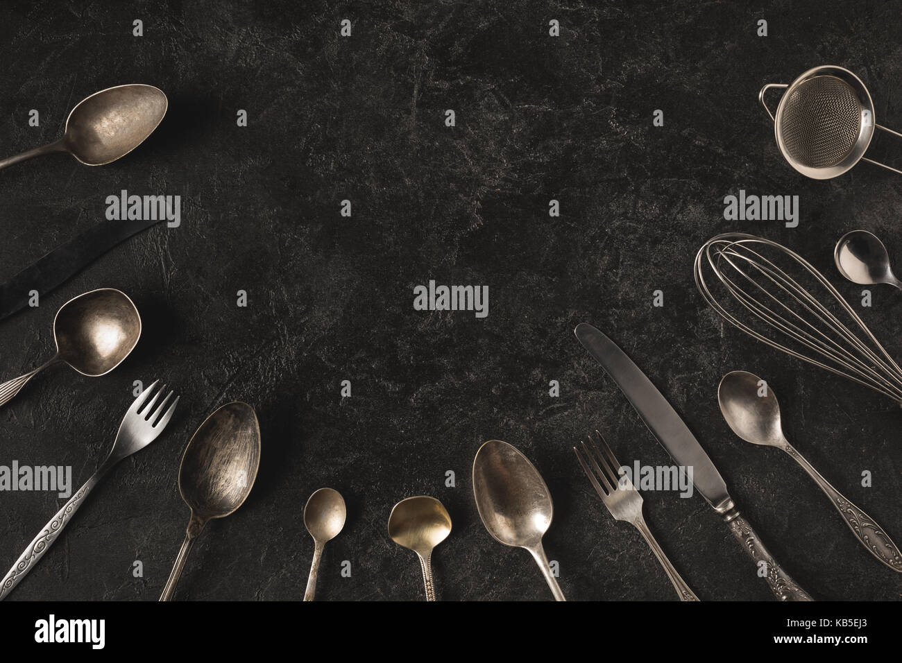 vintage silverware and baking utensils Stock Photo Alamy