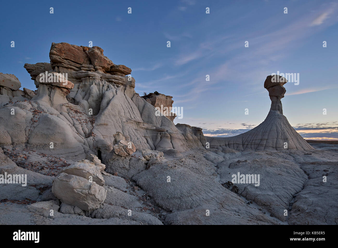 Hoodoo at dusk, Ah-Shi-Sle-Pah Wilderness Study Area, New Mexico, United States of America, North America Stock Photo