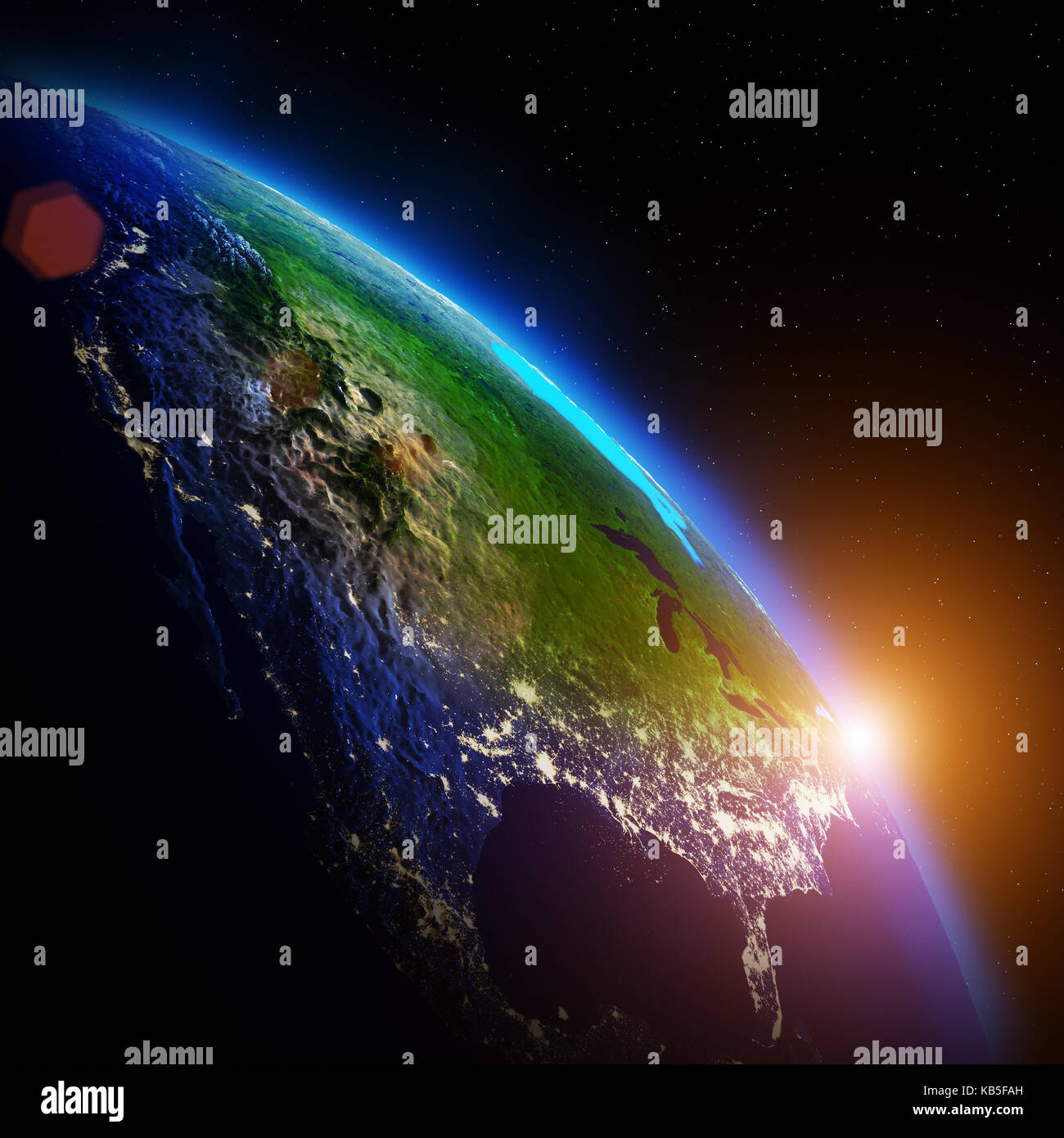 World geography 3d rendering planet Stock Photo