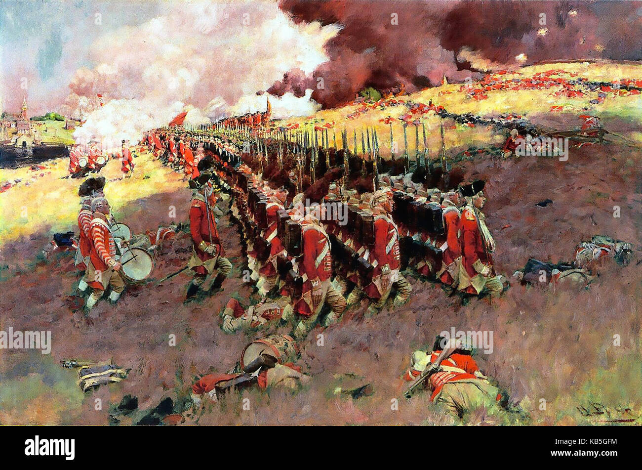 HOWARD PYLE (1853-1911) American illustrator. Battle of Bunker Hill painted in 1897 showing the second British attempt to take Breed's Hill Stock Photo