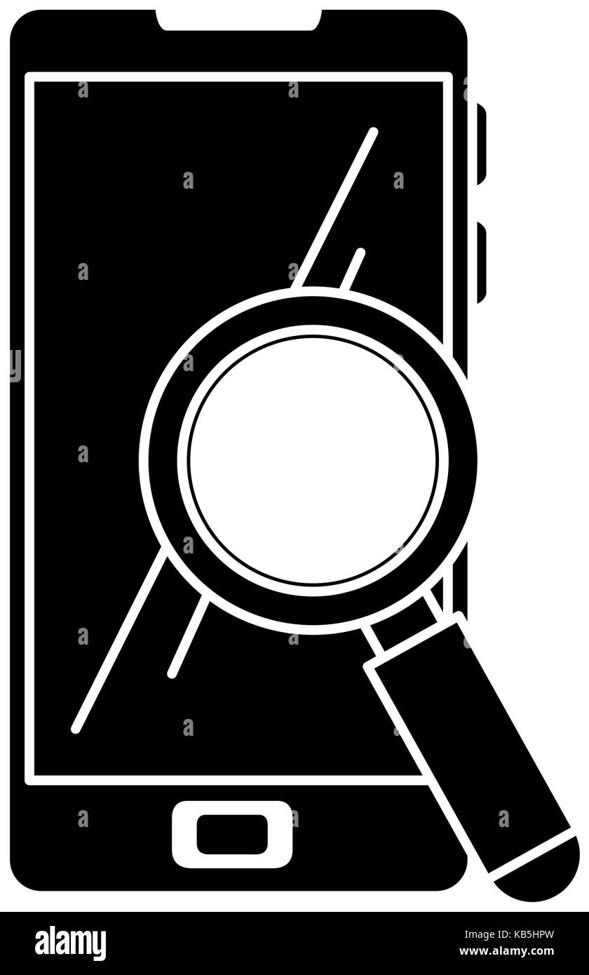 smartphone device with magnifying glass vector illustration design ...