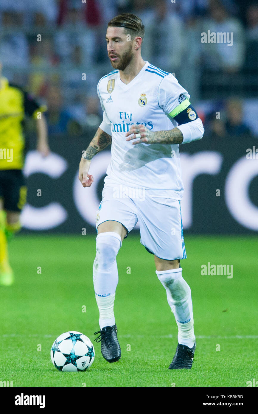 Dortmund, Deutschland. 26th Sep, 2017. Sergio RAMOS (Real) with Ball,  Einzelaktion with Ball, Aktion, Fussball Champions League, Gruppenphase,  Gruppe H, Borussia Dortmund (DO) - Real Madrid CF (Real) 1:3, am 26.09.2017  in