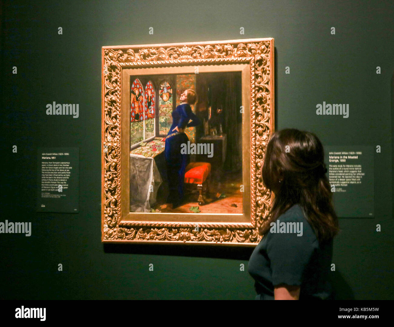 London, UK. 28th Sep, 2017. Mariana by John Everett Millais 1851.Press preview of Fifteenth-century Flemish artist Jan Van Eyck whose 'The Arnolfini Portrait' inspired a new wave of artists called The Pre-Rafaelites Credit: amer ghazzal/Alamy Live News Stock Photo