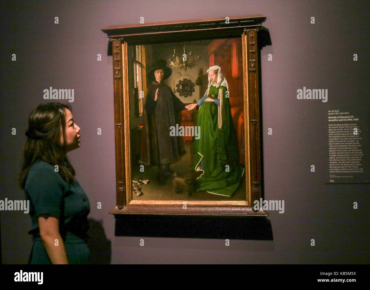 London, UK. 28th Sep, 2017. Press preview of Fifteenth-century Flemish artist Jan Van Eyck whose 'The Arnolfini Portrait' inspired a new wave of artists called The Pre-Rafaelites Credit: amer ghazzal/Alamy Live News Stock Photo