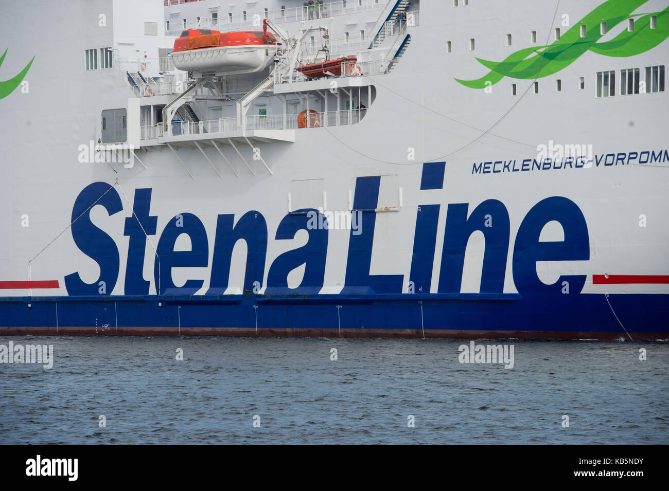 The ferry 'Mecklenburg Vorpommern' of the shipping company Stena Line passes RostockWarnemuende