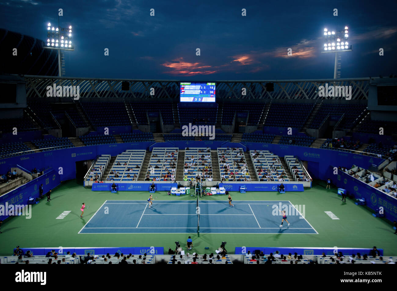 Wuhan, China. 28th Sep, 2017. Peng Shuai of China and Sania Mirza of