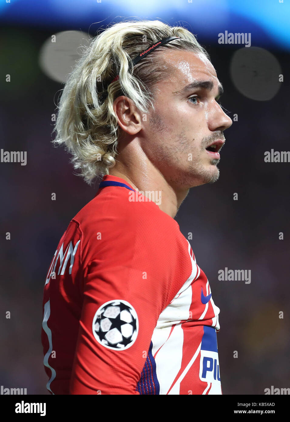 Madrid Spain 27th September 2017 Antoine Griezmann Atletico Madrid In Action During The Football Match Of Group Stage Of 2017 2018 Uefa Europa League Between Club Atletico De Madrid And Chelsea Football Club