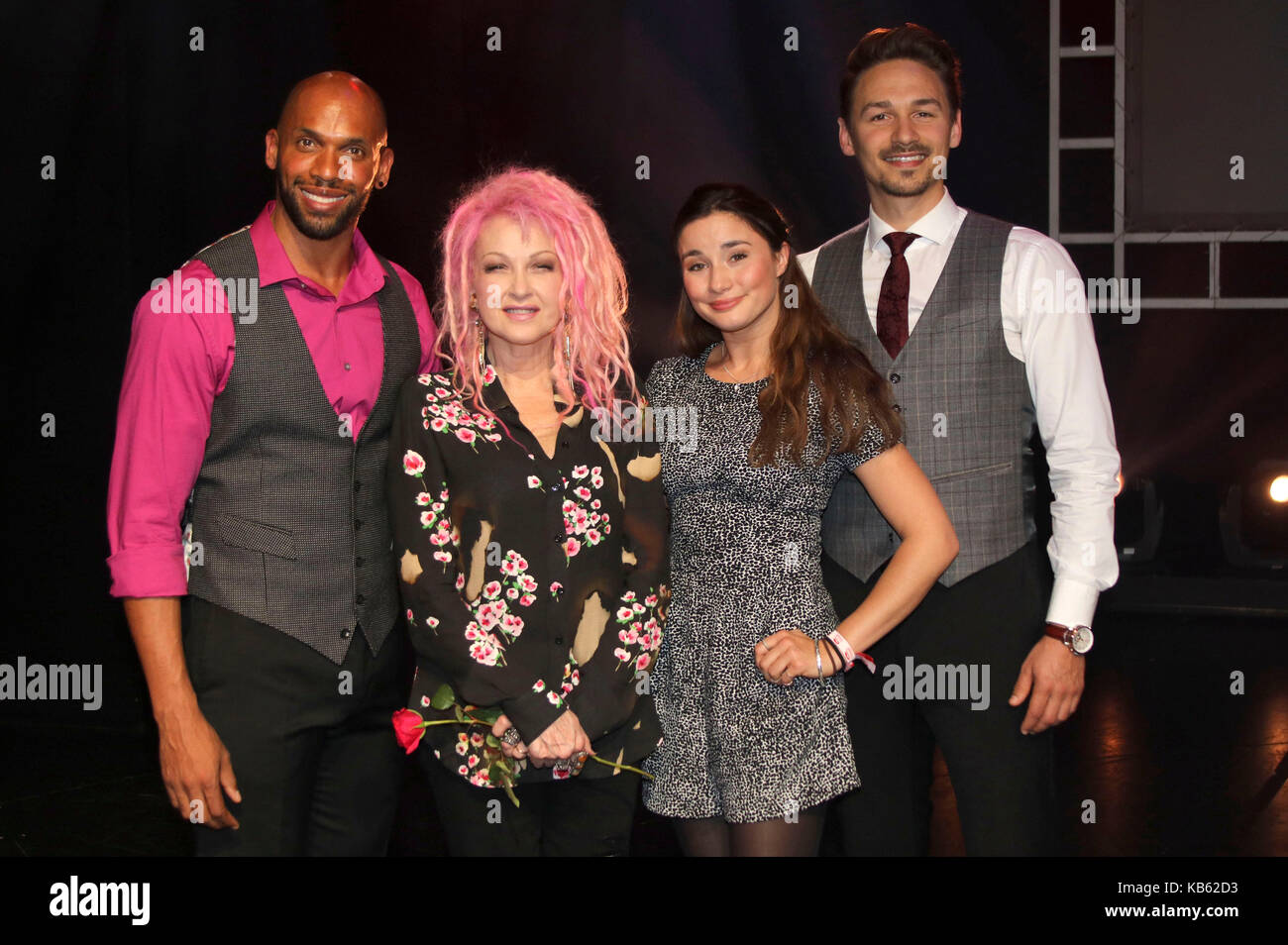 Hamburg, Germany. 28th Sep, 2017. Gino Emnes, Cyndi Lauper, Jeannine  Michele Wacker and Dominik Hees during the 'Kinky Boots' press conference  at Operettenhaus on September 28, 2017 in Hamburg, Germany. Credit:  Geisler-Fotopress/Alamy