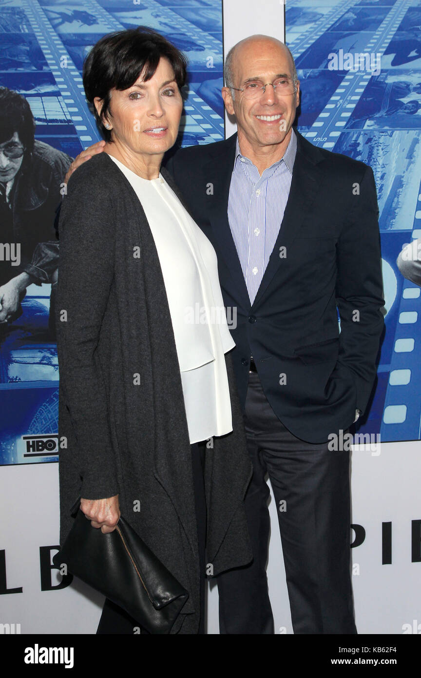 Jeffrey Katzenberg and his wife Marilyn attend the premiere of HBO's 'Spielberg' at Paramount Studios on September 26, 2017 in Hollywood, California. Stock Photo