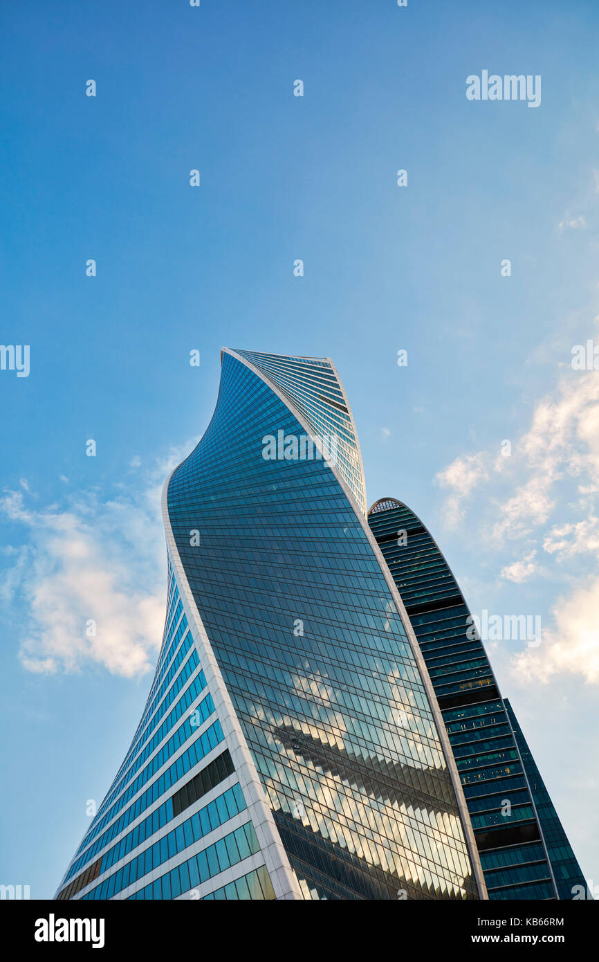 Top of the Evolution Tower in the Moscow International Business Centre (MIBC). Moscow, Russia. Stock Photo