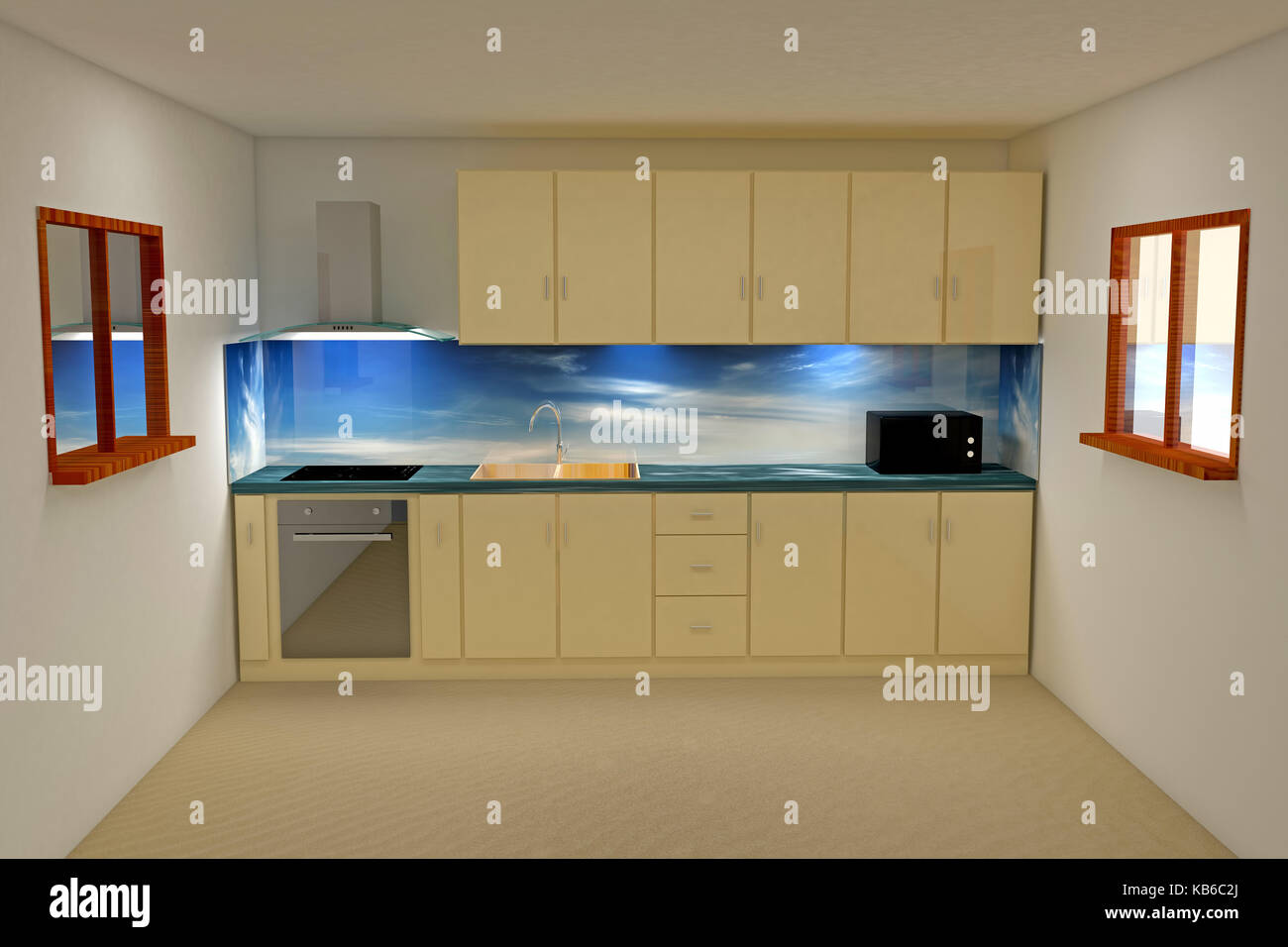 3d rendering kitchen room with modern appliance Stock Photo