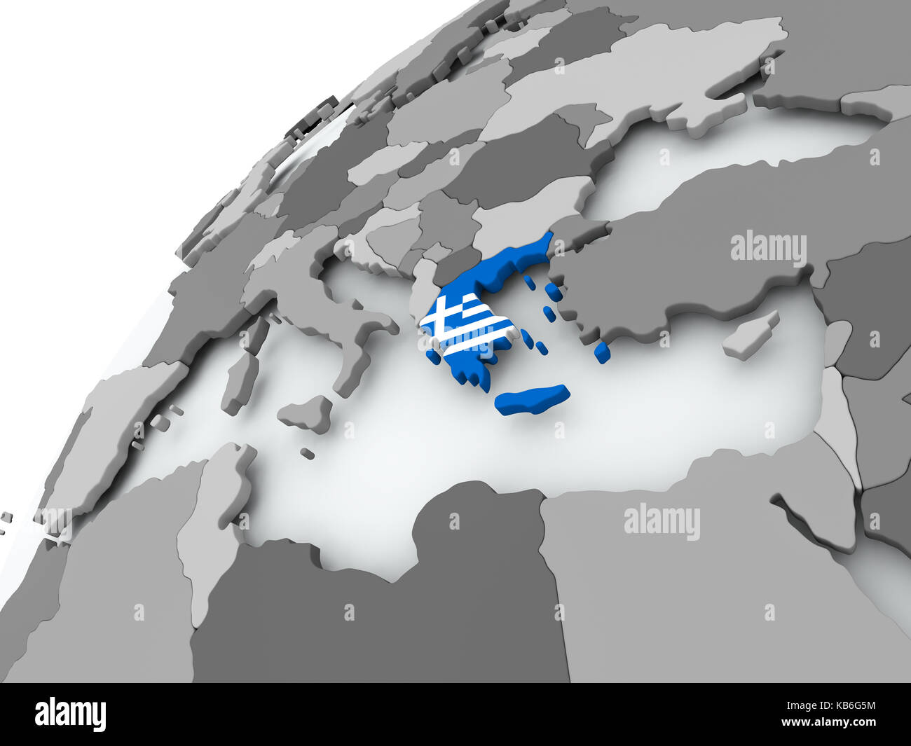 Greece with embedded flag on globe. 3D illustration Stock Photo - Alamy