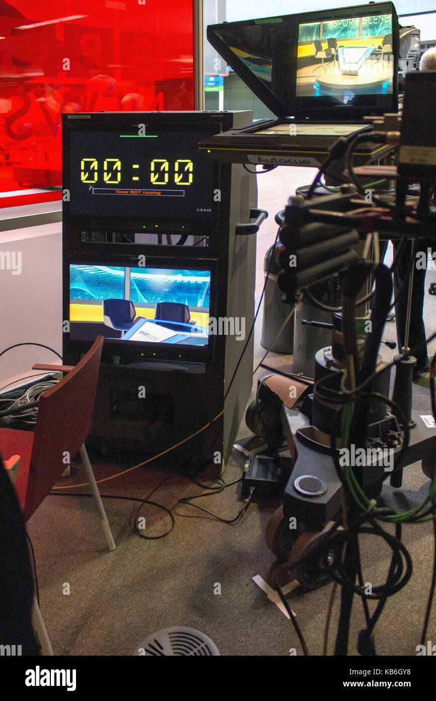 Camera and Autocue equipment in the Reporting Scotland newsroom at BBC