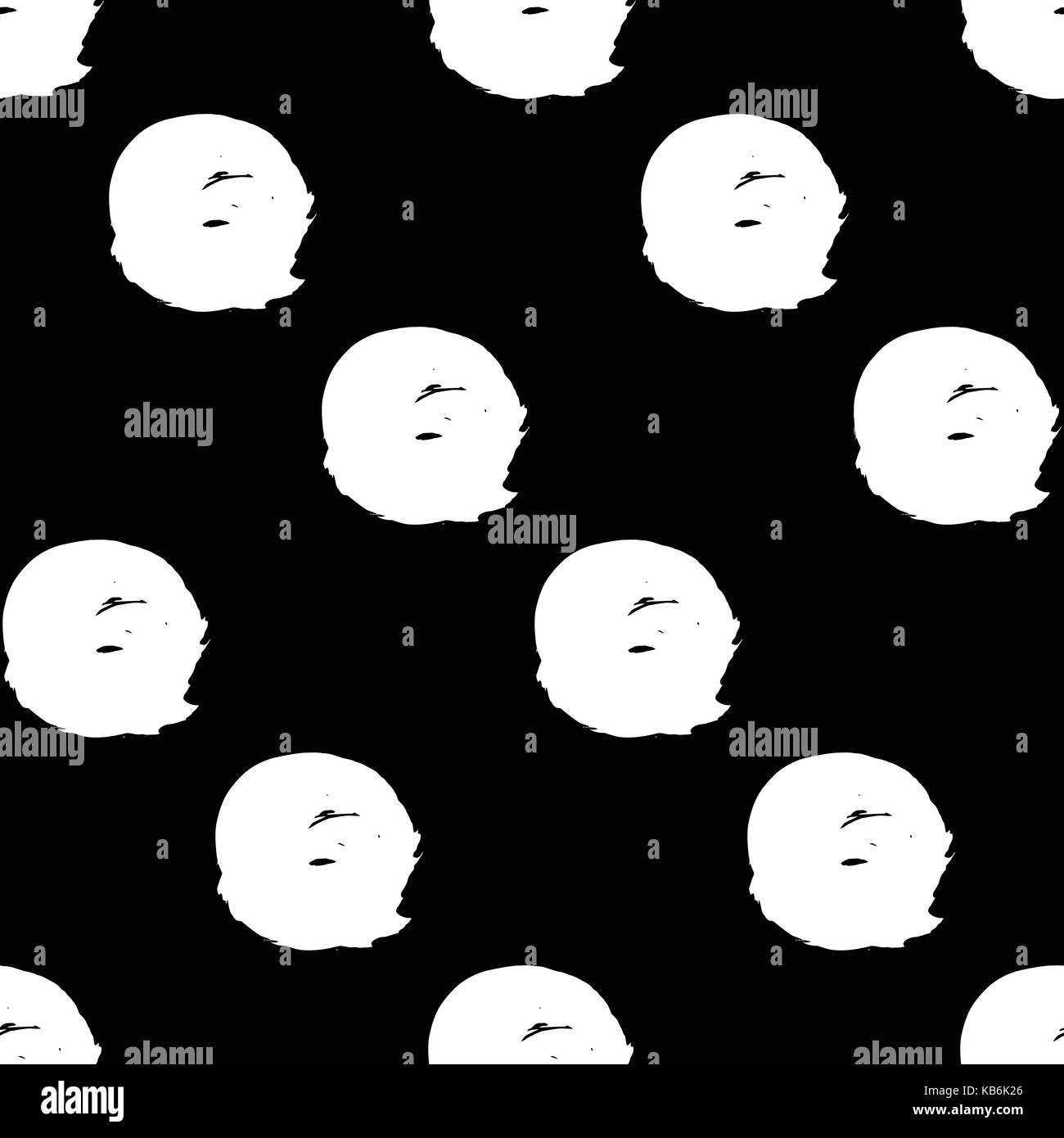 Seamless black and white pattern with abstract circles Stock Vector ...
