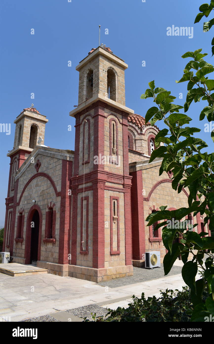 The Chapel of Saint George in Chlorakas, Paphos, Cyprus, taken under a clear blue sky. Stock Photo